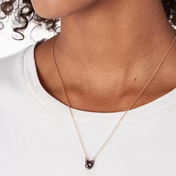 KATE SPADE • Black House Cat Mini Pendant Necklace - Picture 2 of 4